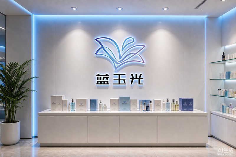 “蓝玉光”凝胶标志及形象墙